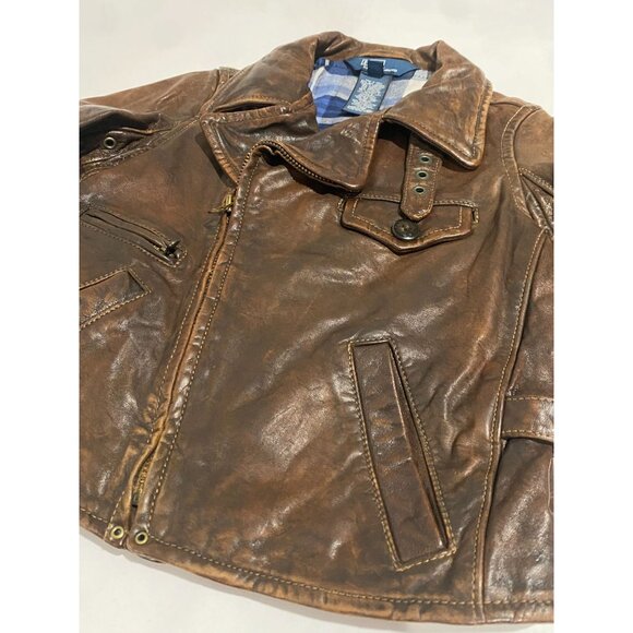 Polo by Ralph Lauren 100% Cowhide Leather Moto Jacket in Mahogany - Picture 8 of 13